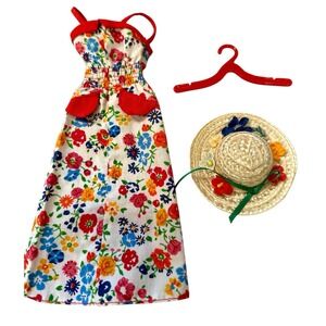 ❤️💙💛Vintage 75/76 Barbie Best Buy Dress #9156 Sundress Hat Red Hanger❤️💙💛